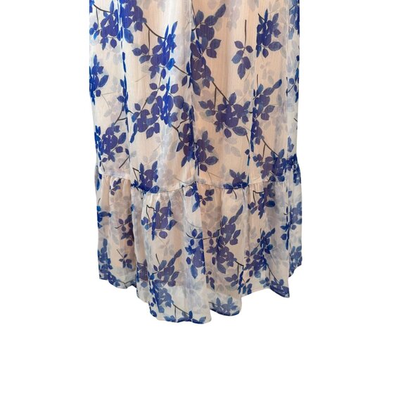 NWT ASTR The Label Medium Blush Peach/Pink Cobalt Floral Midi Dress Lightweight - Picture 13 of 16